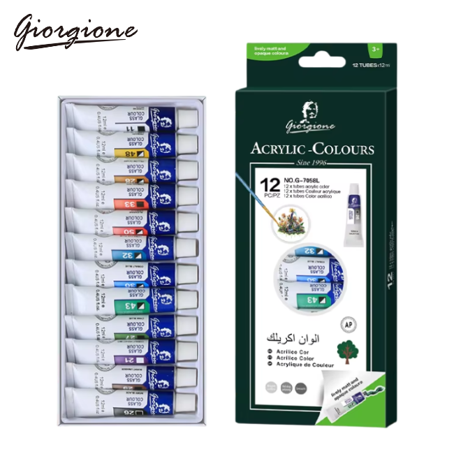 Giorgione 12 Acrylic Colours Set 12ml G-7058L