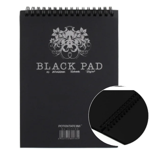 POTENTATE Wire-O Black Pad A4 120gsm 32's