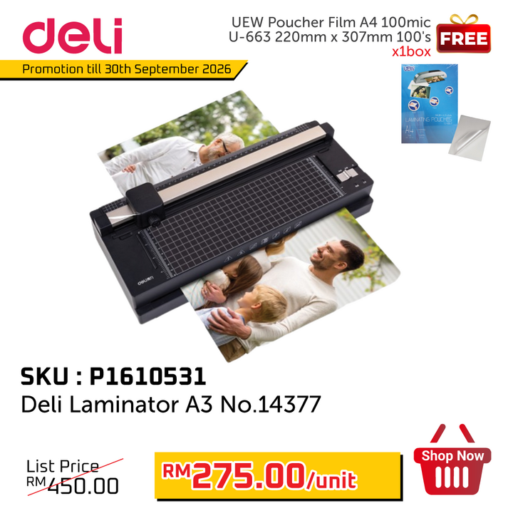 Promo@Deli Laminator A3 No.14377