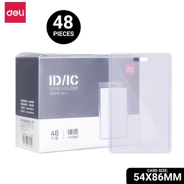 Deli ID/IC Card Holder 54x86mm Transparent 48pcs