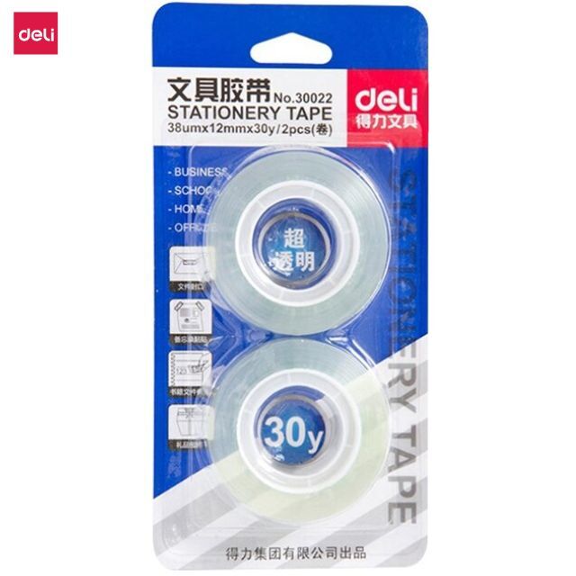 Deli Stationery Tape 12mm x 30y (2rolls/blister)