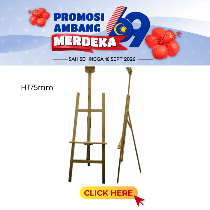 Merdeka@Wooden Easel Stand for Drawing Board H175cm