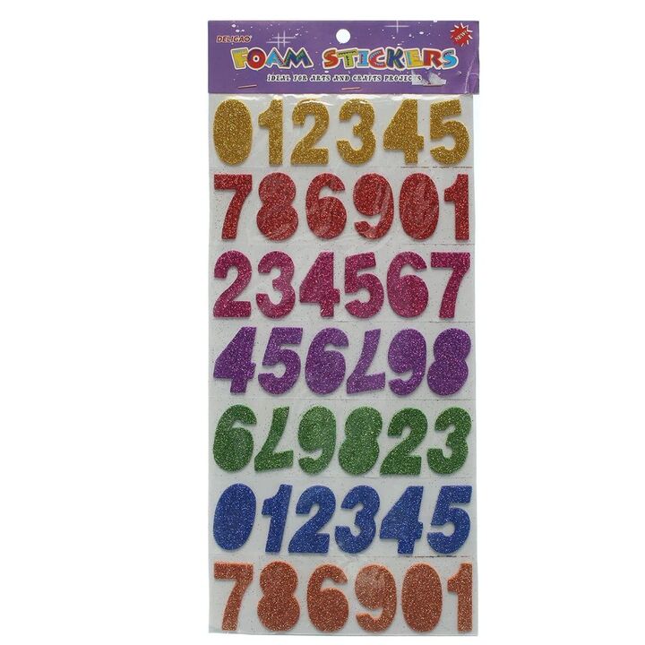 Eva Foam Sticker Numbers 0-9 Gillter 1203