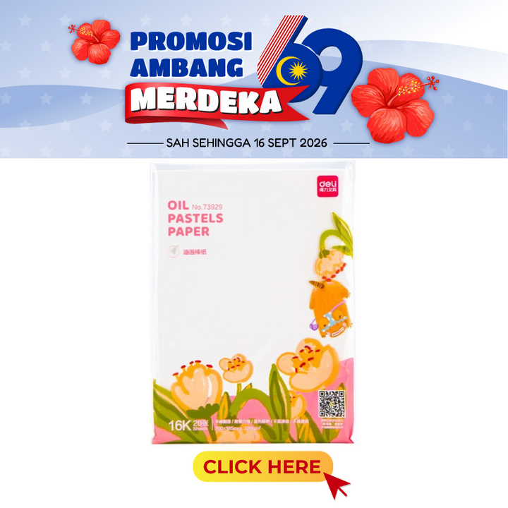 Merdeka@[Deli Oil Pastel Paper 73929 16K 20's 260x185mm 230gm]