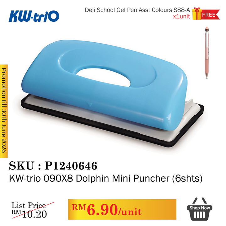 Promo@KW-trio 090X8 Dolphin Mini Puncher (6shts)