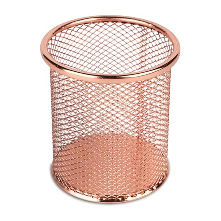 Wire Mesh Pen Stand 802 Round Shape (Rose Gold)