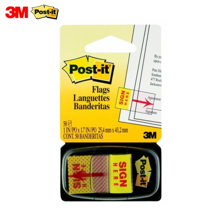 3M Post It Tape Flag Sign Here 1inch x 1.7inch (50's)