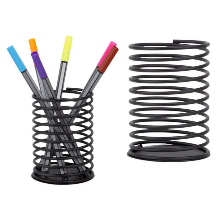 Spring Shape Metal Pen Stand 7066 (Black)