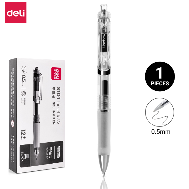 Deli LineFlow Gel Ink Pen 0.5mm S101 Black