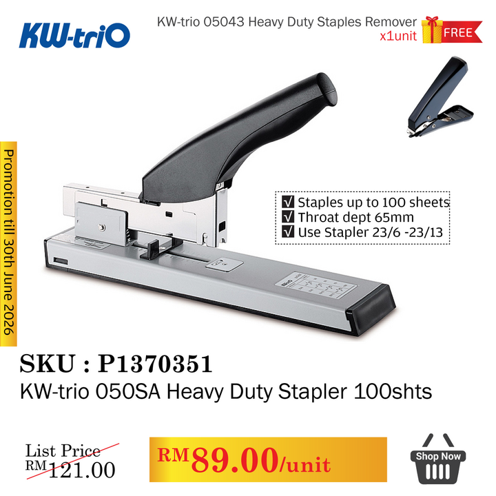 Promo@KW-trio 050SA Heavy Duty Stapler 100shts