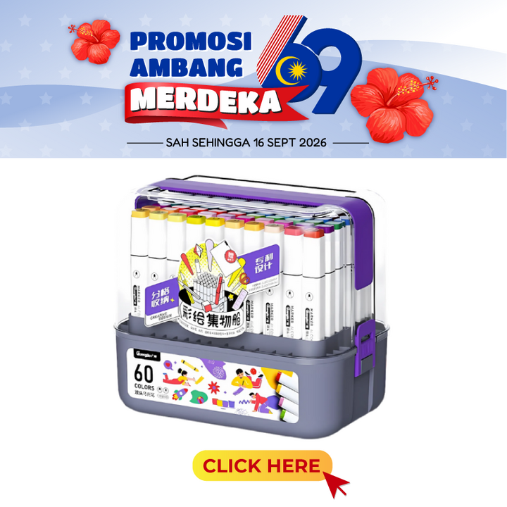 Merdeka@[GuangBo Double Ended Alcohol Markers HWH02300 60 Colors