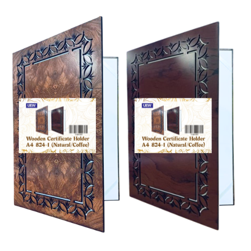 UEW Wooden Certificate Holder A4 (Natural/Coffee)