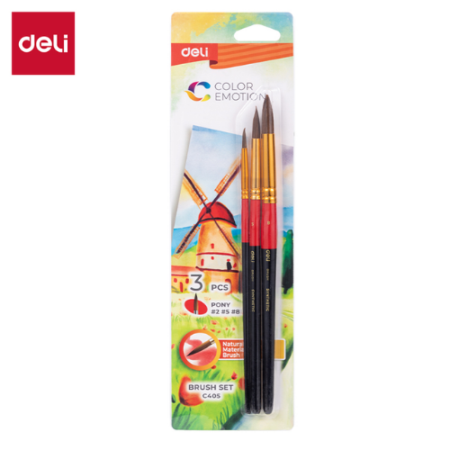 Deli Color Emotion Artist Brush 3's C405 (3 Round) Asst Colours