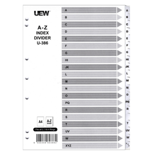 UEW Index Divider Alphabet A-Z (White) A4