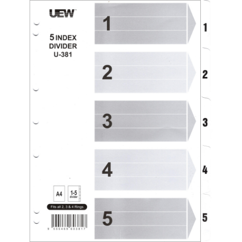 UEW Index Divider Numerical White A4 Size