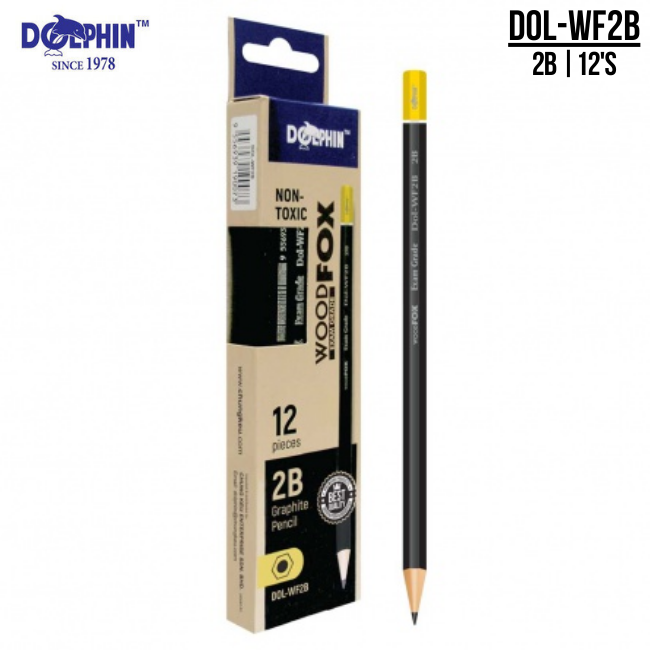 Dolphin Pencil Exam Grade Wood Fox 2B 12's