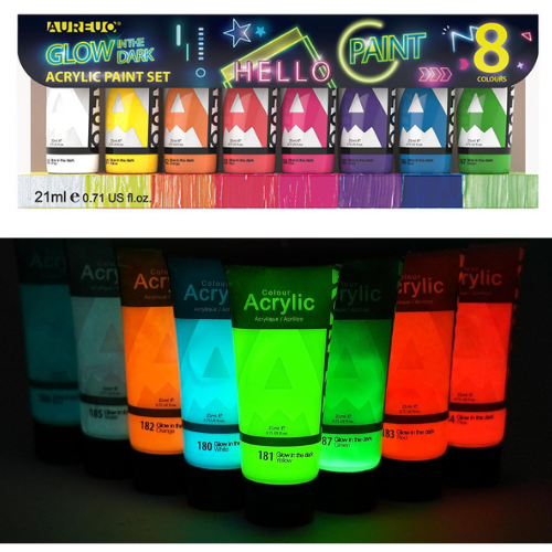 AUREUO Glow In The Dark  Acrylic Paint Set 21ml 8's