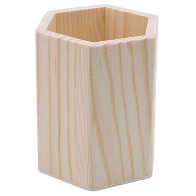 Pen Stand Wooden Hexagon 95x88mm