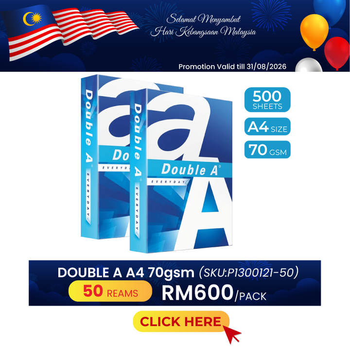Promo@50reams DOUBLE A A4 Paper 70gsm 500's