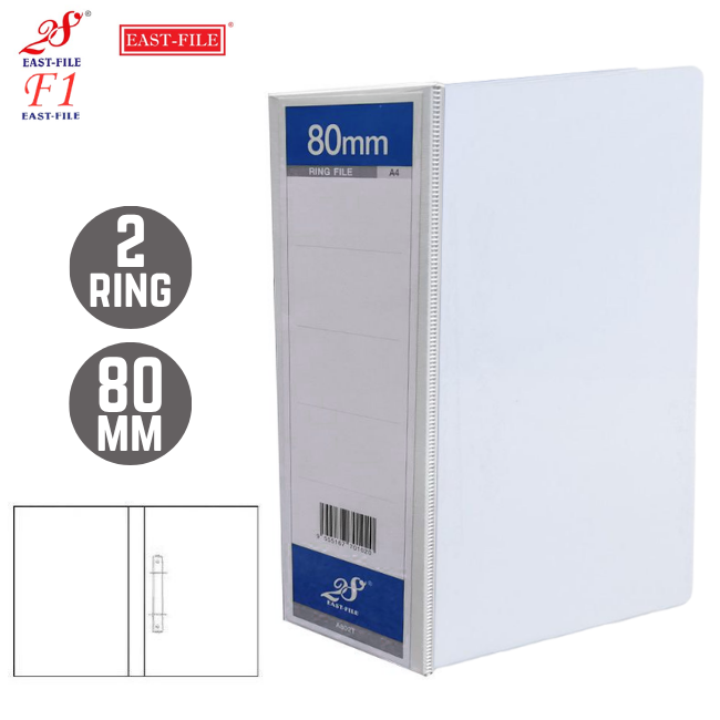 East-File PVC 2 Ring File White with Transparent Cover A4