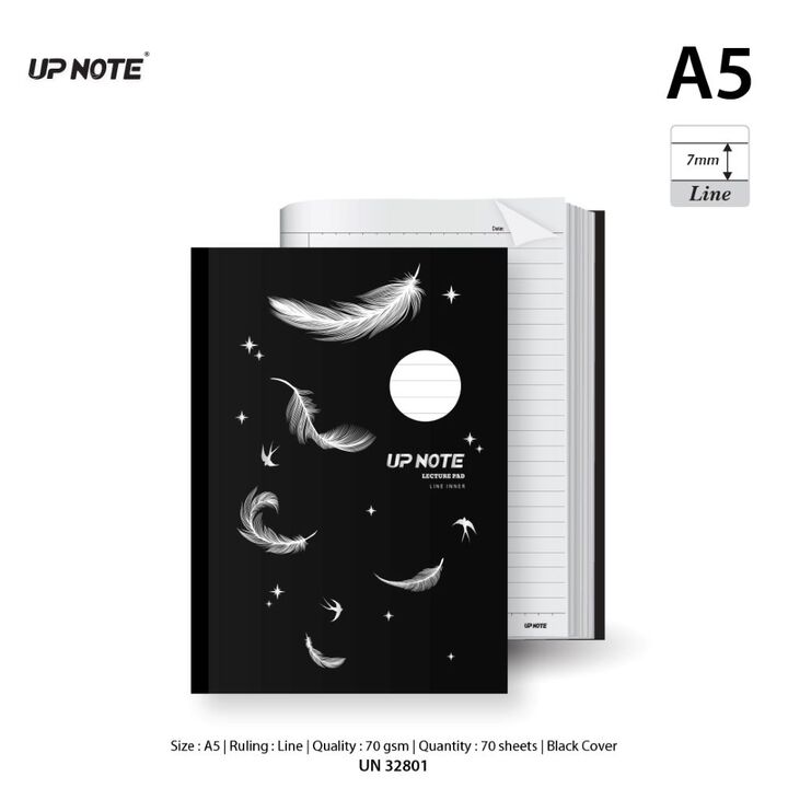 Up Note Black Lecture Pad Notebook A5 70gsm 70's