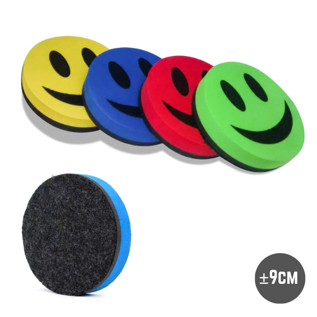 Round Shape Magnetic White Board Duster (Smile Face)