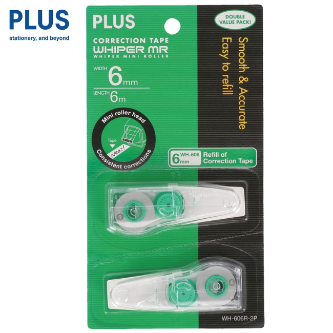 Plus Whiper MR Refill Correction Tape 2's 6mm x 6m