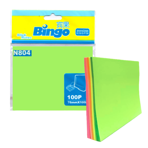 Bingo Stick Notes Neon Colour 76x100mm 100's