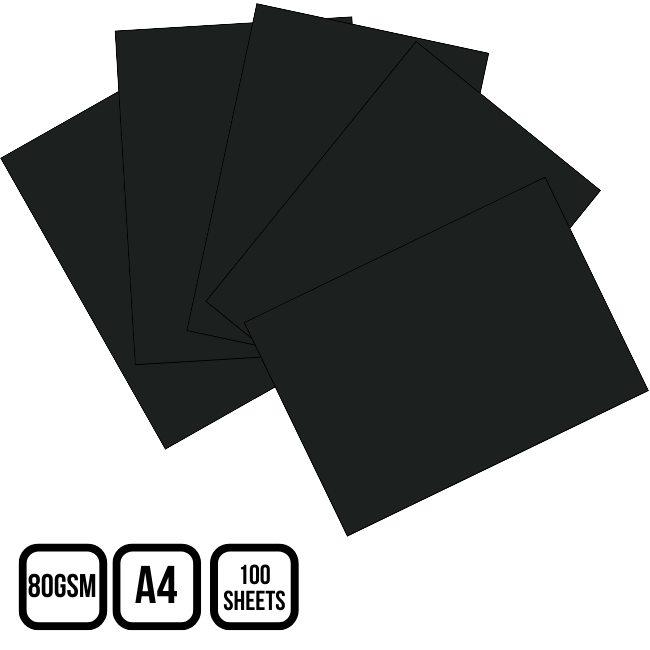Deligao Colour Paper A4 80gsm 100's - 401 Black