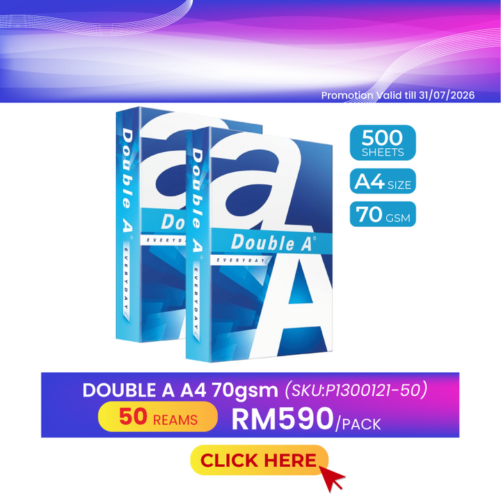 Promo@50reams DOUBLE A A4 Paper 70gsm 500's