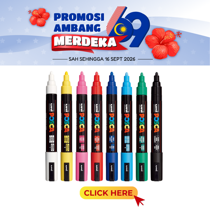 Merdeka@Uni Posca Water Marker Fine 0.9-1.3mm (PC 3M-8C) - 8 Colour Set