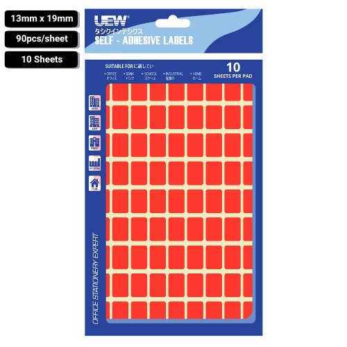 UEW Label sticker 13x19 10's Colour