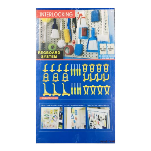Interlocking Pegboard System 12x19 (22 Assorted Peghooks)