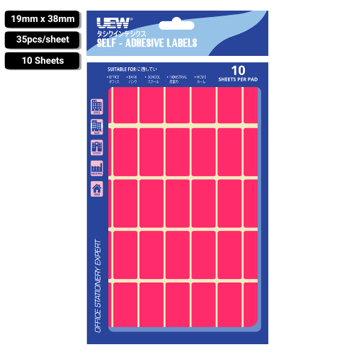 UEW Label sticker 19x38  10's Colour