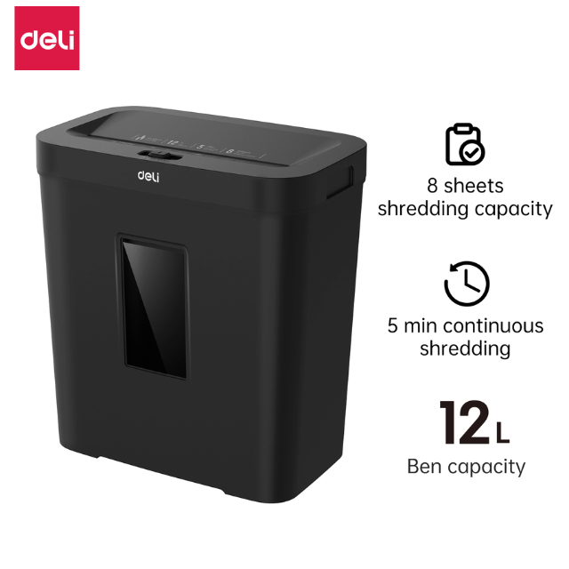 Deli Paper Shredder T021 4x25mm 8's Black