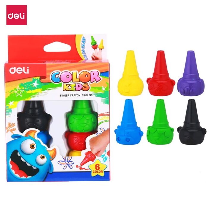 Deli Kids Finger Crayon 6 Colours
