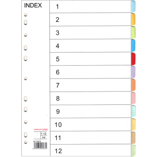 UEW Index Divider A4 1-12 (Paper) Colour SY-12/T4012