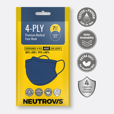 Neutrovis Extra Protection Premium 4-Ply Medical Mask 7+1's/pack