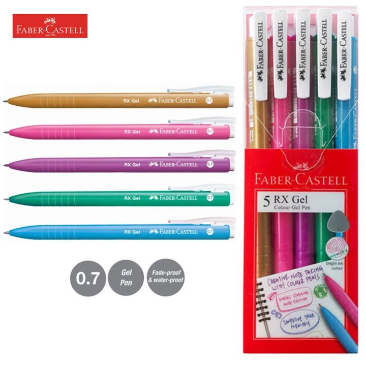 Faber-Castell RX Gel Pen Colour 0.7mm 5's/pkt