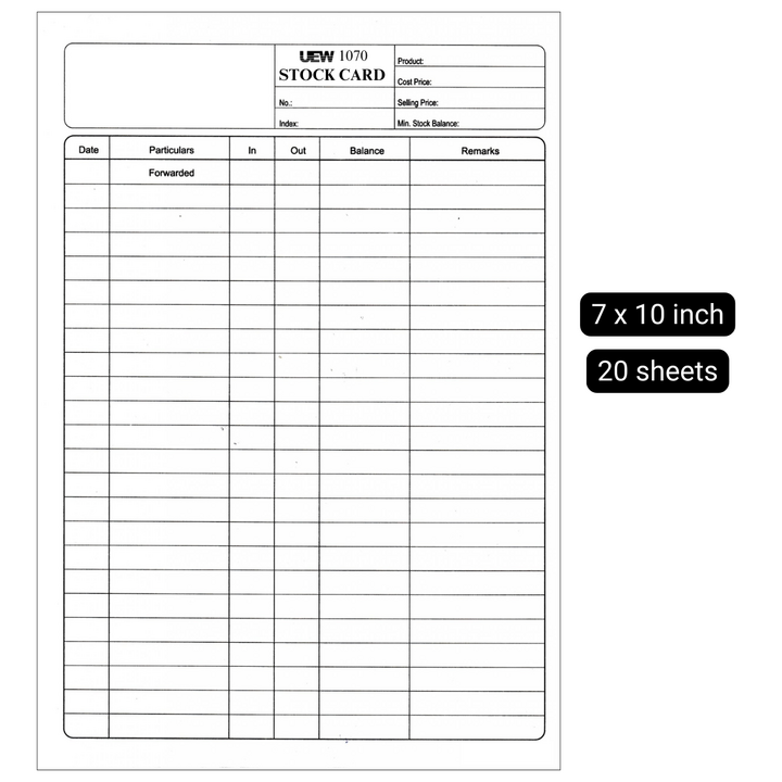 UEW Stock Card 7 x 10 inch 20's