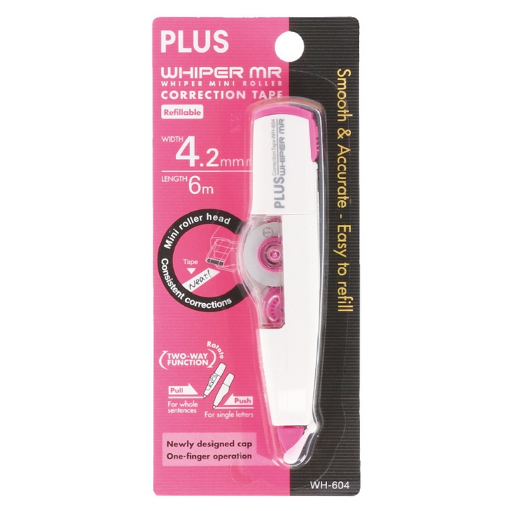 Plus Whisper MR Correction Tape 4.2mm x 6m (WH 604N) Pink