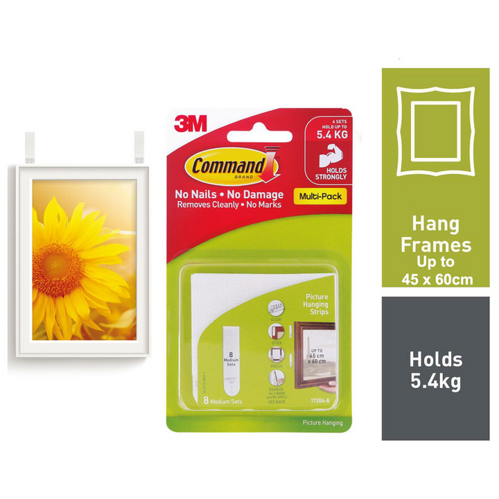 3M Command Medium Picture Hanging Strip 17204 (4 SET) - White