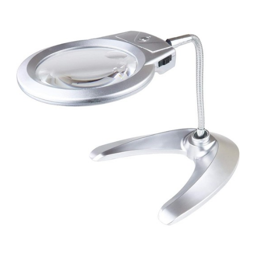 Magnifer Glass Desktop Metal Hose YJ7168B-1 (90mm)2X+led/ MG4B-8