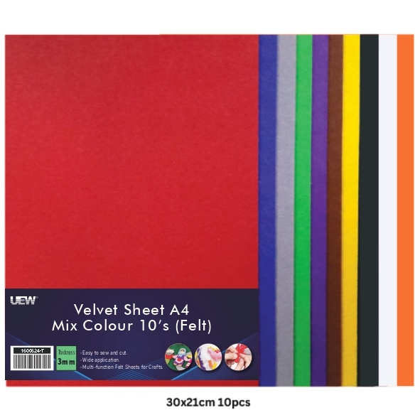 UEW Velvet Sheet A4 Mix Colour (Felt)