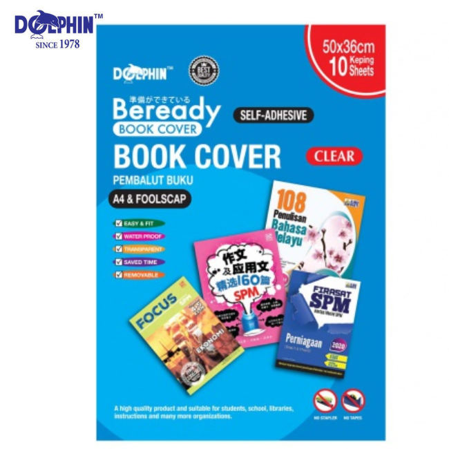Dolphin Self Adhesive Book Cover Clear 10's