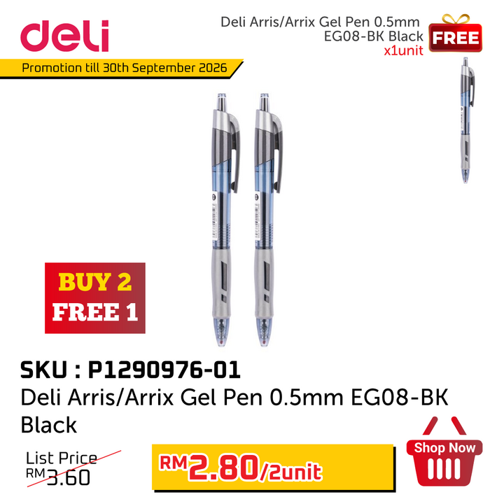 Promo@Deli Arris/Arrix Gel Pen 0.5mm EG08