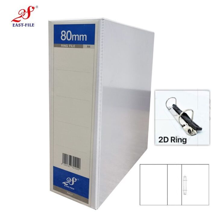 East-File PVC 2 Ring File White with Transparent Cover A4