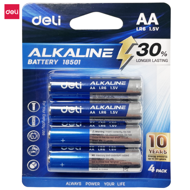 Deli Alkaline Battery AA LR6 1.5V (4pcs)
