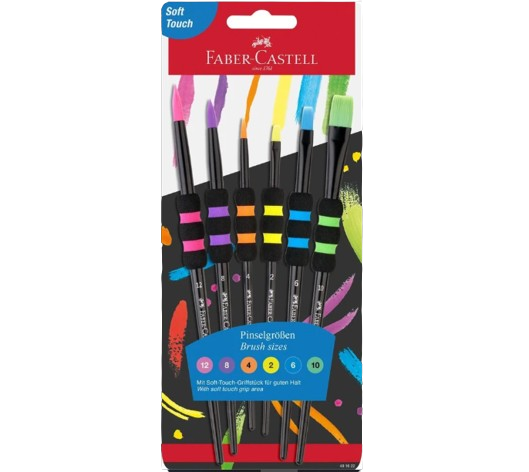 Faber-Castell Soft Touch Grip Brush Size:4,8,12,2,6,10 Black (481620)