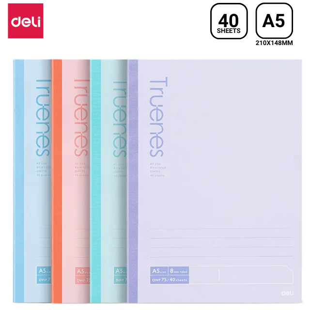 Deli Notebook A5 40's Plain Colours A540-P